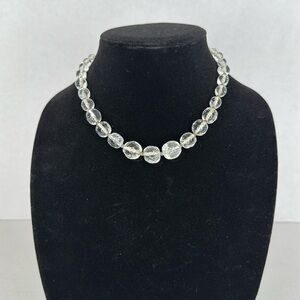 Antique 1930s Clear Glass Beaded Necklace Lot A21